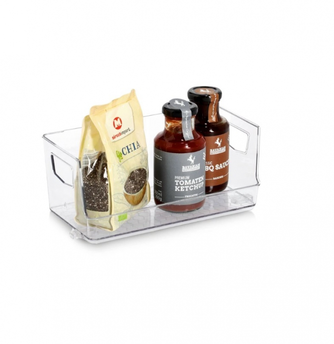 Set 2 cutii depozitare Zeller, stivuibile, plastic, 2x25x12x11 cm, transparent [5]