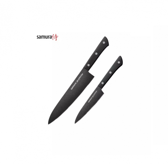 Set 2 cutite Samura-Shadow, otel AUS-8, 15/21 cm, negru [3]