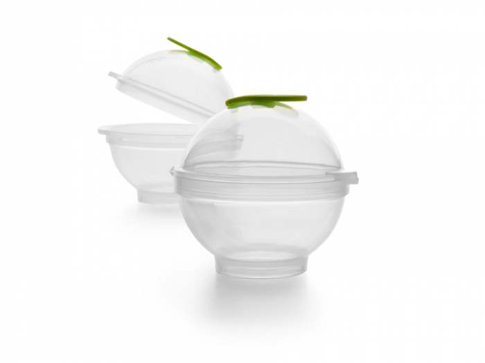 Set 2 forme gheata sfera Ibili, silicon/plastic, 7x11 cm, transparent/verde [2]