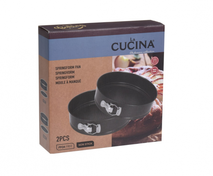 Set 2 forme tort detasabile La Cucina, metal, 24/26x6.5 cm, negru [2]