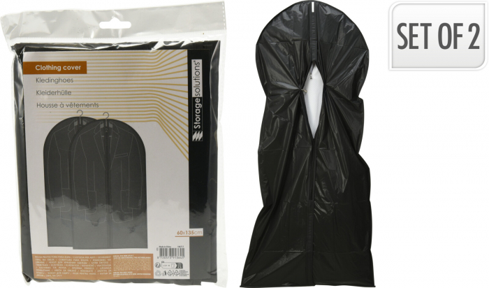 Set 2 huse protectie haine Excellent Houseware, poliester, 60x135 cm, negru [2]