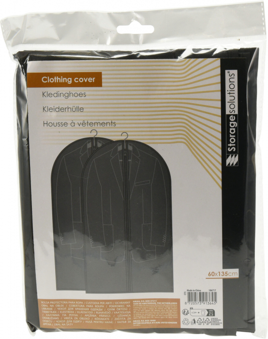 Set 2 huse protectie haine Excellent Houseware, poliester, 60x135 cm, negru [4]