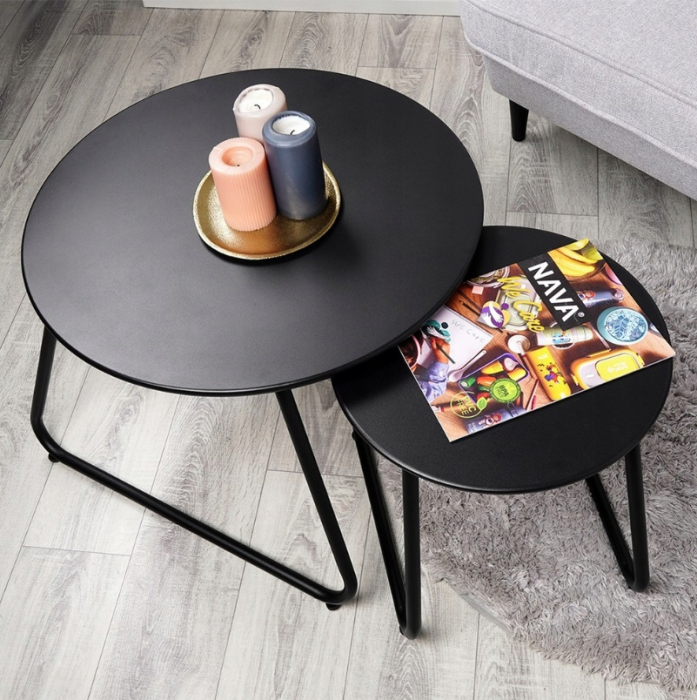 Set 2 mese Koopman, metal, 40x38 cm, 60x42 cm, negru [4]