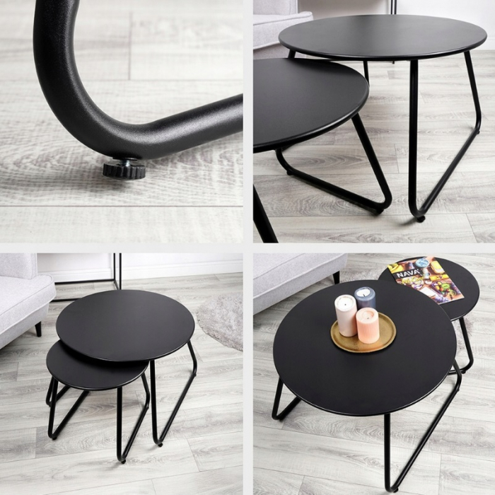Set 2 mese Koopman, metal, 40x38 cm, 60x42 cm, negru [5]