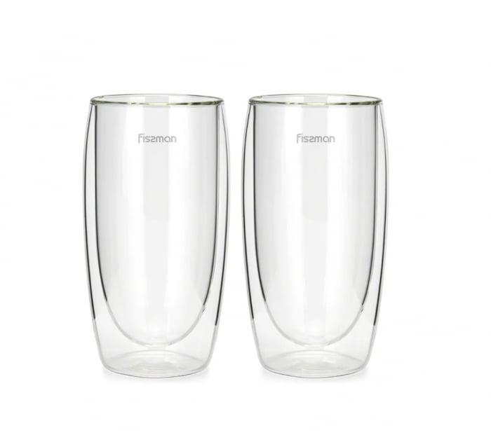 Set 2 pahare Fissman-Frappe, sticla borosilicata, 7.5x15 cm, 350 ml, transparent [1]