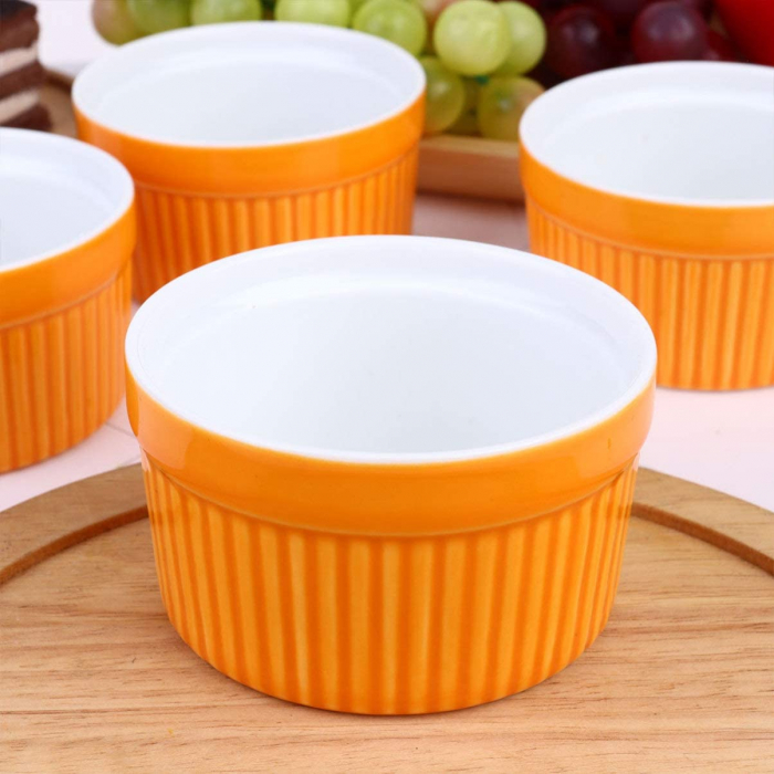 Set 2 ramekini Excellent Houseware, portelan, 11x5 cm, portocaliu/alb [3]