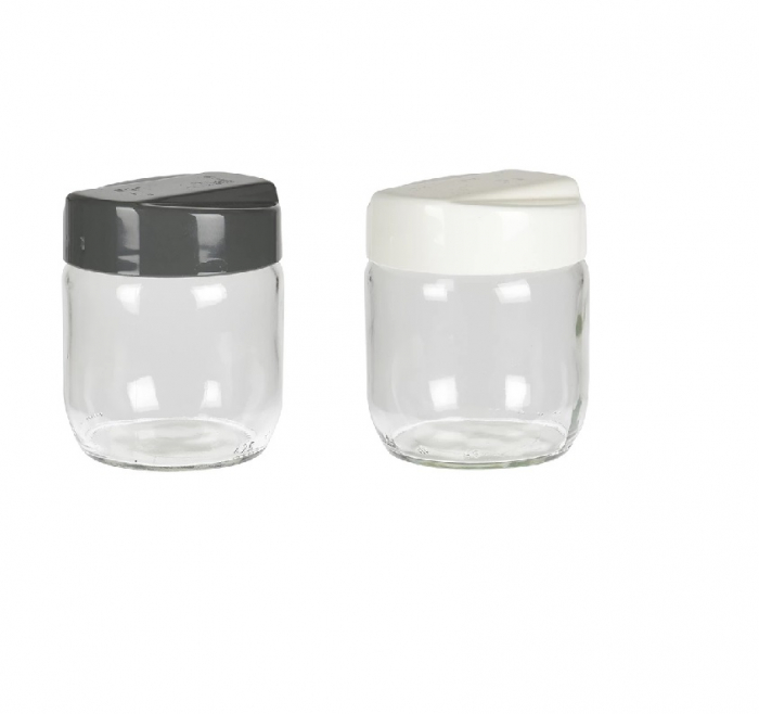 Set 2 recipiente depozitare alimente Excellent Houseware, sticla/plastic, 425 ml, transparent [10]