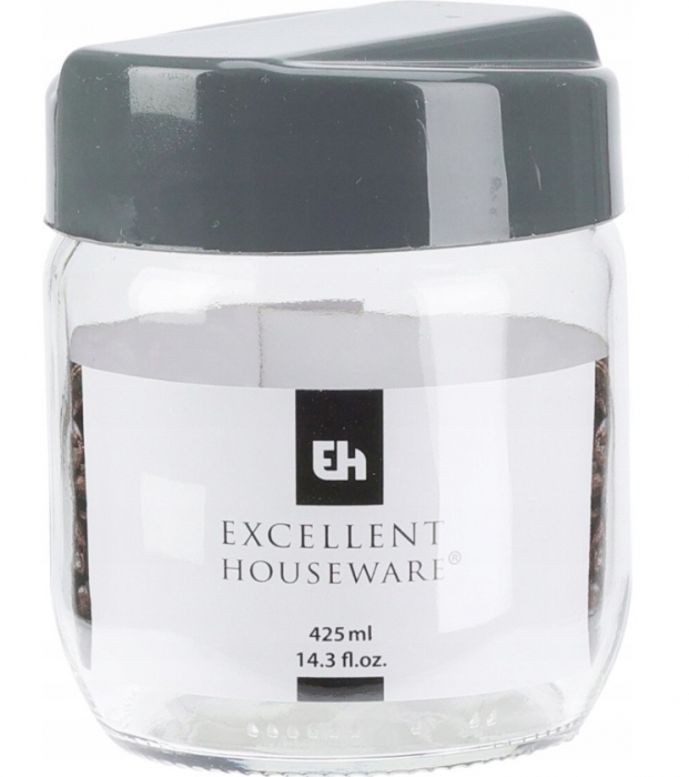 Set 2 recipiente depozitare alimente Excellent Houseware, sticla/plastic, 425 ml, transparent [9]