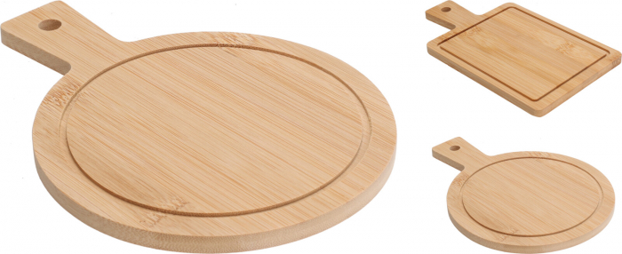Set 2 mini tocatoare cu maner Koopman International, bambus, 19 cm, maro, rotund [2]