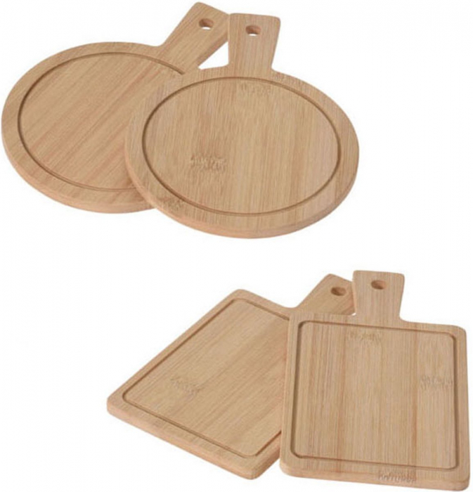 Set 2 mini tocatoare cu maner Koopman International, bambus, 19 cm, maro, rotund [3]