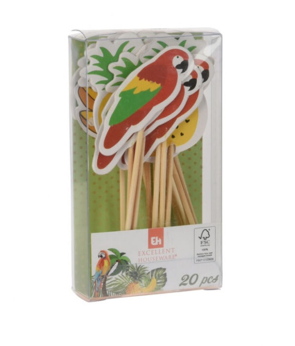 Set 20 ornamente cocktail Excellent Houseware, bambus, 10 cm, multicolor [2]