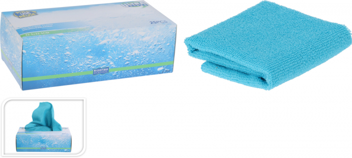 Set 25 lavete Excellent Houseware, microfibra, 25.5x25.5 cm, albastru [3]