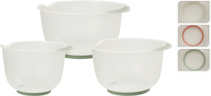 Set 3 boluri mixare Excellent Houseware, polipropilena, 1.5 /2/2.5 l, transparent/rosu [2]