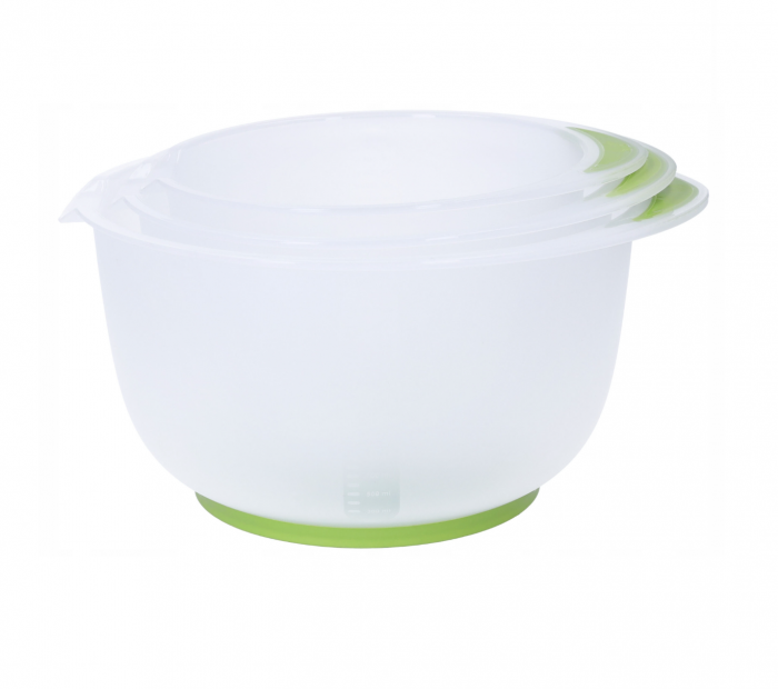 Set 3 boluri mixare Excellent Houseware, polipropilena, 1.5 /2/2.5 l, transparent/rosu [4]