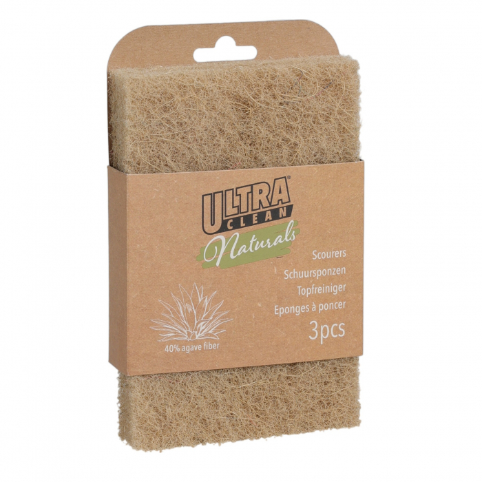 Set of 3 abrasive sponges Excellent Houseware, polyester/agave, 15x10 cm, brown [2]