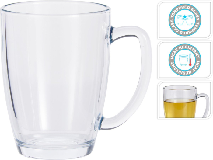 Set 3 cani Excellent Houseware, sticla, 400 ml, transparent [2]