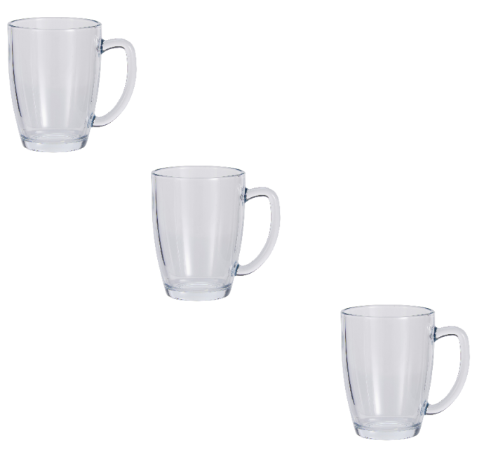 Set 3 cani Excellent Houseware, sticla, 400 ml, transparent [3]