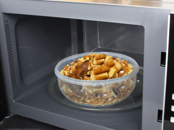 Set 3 caserole Excellent Houseware, polipropilena, 18x18x8 cm, transparent/albastru [2]