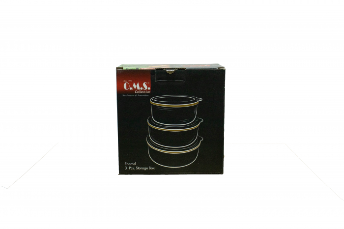 Set 3 caserole OMS-Enamel, aluminiu emailat, negru/gold [7]