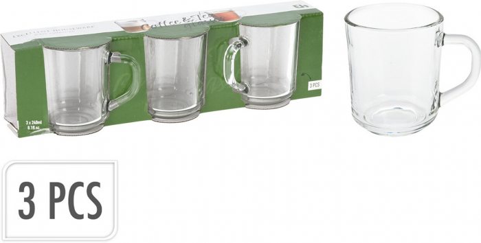 Set of 3 Excellent Houseware cups, glass, 7.6x8.8 cm, 240 ml, transparent [2]