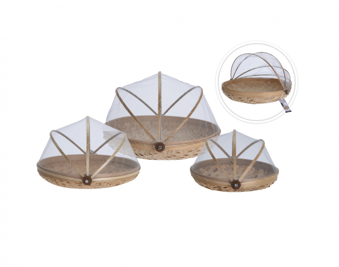 Set 3 cosuri acoperire alimente Home&Styling Collection, bambus, 38x34x12 cm, maro [2]