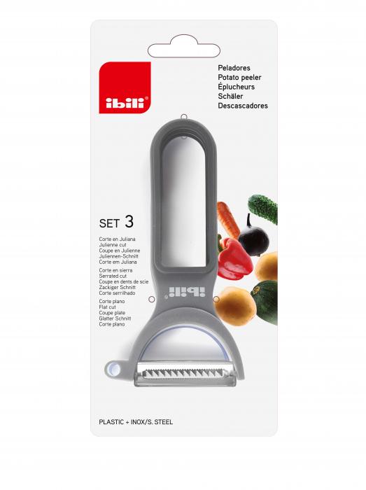 Set 3 curatatoare legume si fructe Ibili, otel inoxidabil/plastic, 13 cm, multicolor [2]