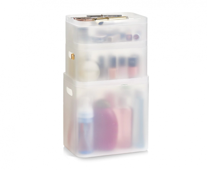 Set 3 cutii depozitare cosmetice Zeller, plastic, transparent [2]