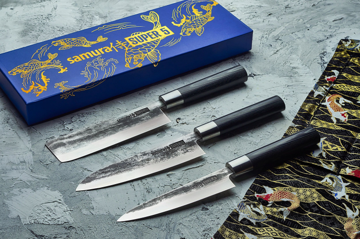 Set of 3 knives Samura-Super5, Damascus steel, 37.8x13.2x4.1 cm, silver/black [5]