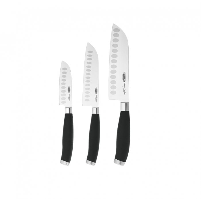 Set 3 cutite santoku James Martin, otel inoxidabil, 9/13/15 cm, argintiu/negru [2]