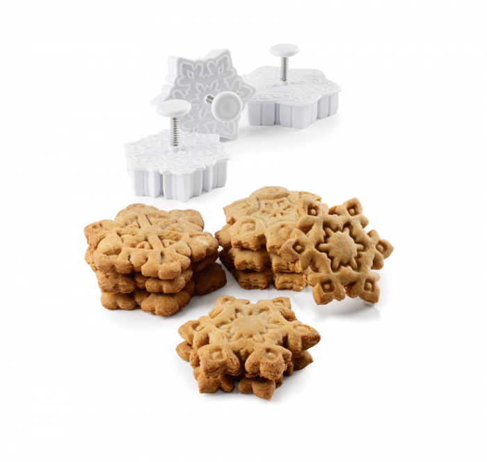 Set 3 forma fursecuri fulgi de nea Ibili, plastic, 5.5-7 cm, alb [6]