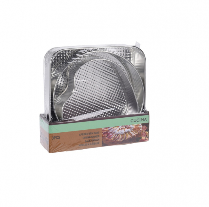 Set 3 forme tort detasabile La Cucina, aluminiu, 26x26x7.5 cm, argintiu [2]