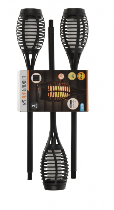 Set of 3 solar lighting lamps ProGarden, polypropylene, 7x48 cm, black [2]