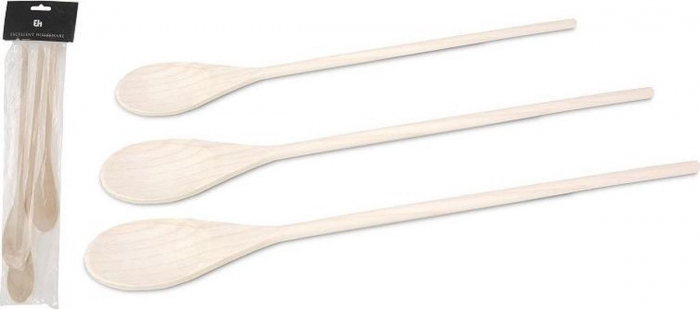 Set 3 linguri pentru gatit Excellent Houseware, lemn, 25/30/35 cm, maro [3]