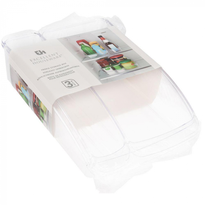 Set 3 organizatoare frigider Excellent Houseware, plastic, transparent [6]