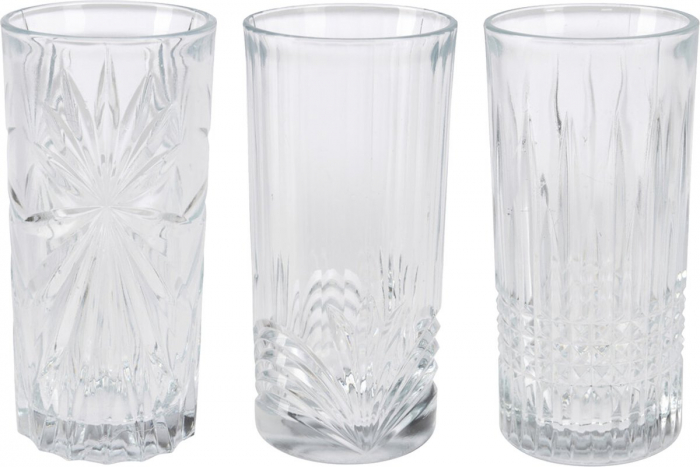 Set 3 pahare Excellent Houseware, sticla, 7x14 cm, 380 ml, transparent [1]