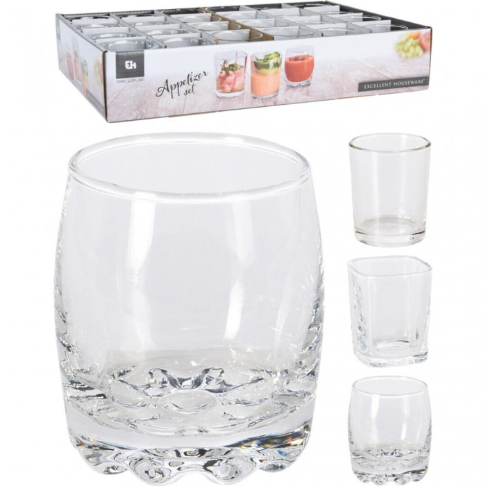 Set 3 pahare shot Excellent Houseware, sticla, 5x6 cm, 80 ml, transparent [6]