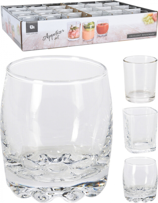 Set 3 pahare shot Excellent Houseware, sticla, 5x6 cm, 80 ml, transparent [7]