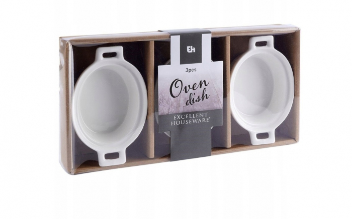 Set 3 ramekini Excellent Houseware, portelan, 14x9x4 cm, 130 ml, oval [2]