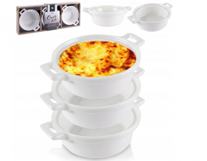 Set 3 ramekini Excellent Houseware, portelan, 13x10x4 cm, 130 ml, alb [4]