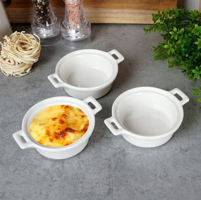 Set 3 ramekini Excellent Houseware, portelan, 13x10x4 cm, 130 ml, alb [2]