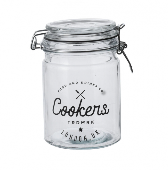 Set 3 recipiente depozitare alimente Excellent Houseware, sticla/metal, 9x14.5 cm, 750 ml, transparent [2]