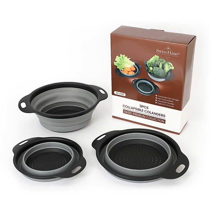 Set 3 strecuratori pliabile Swiss Haus-Bakeware, polipropilena, 29,5x24x8,5cm, gri [5]
