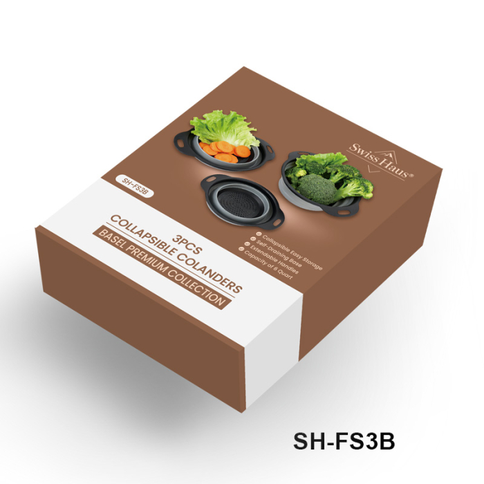 Set 3 strecuratori pliabile Swiss Haus-Bakeware, polipropilena, 29,5x24x8,5cm, gri [4]