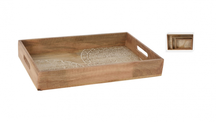 Set 3 tavi servire Excellent Houseware, lemn mango, 45.5x29.5x7 cm, maro [2]