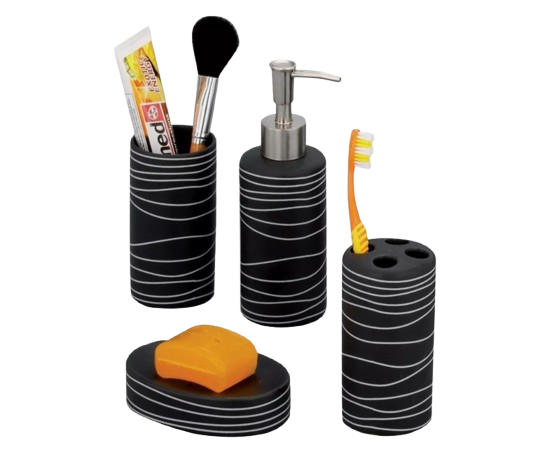 Set 4 accesorii baie Zeller, ceramica, negru [2]