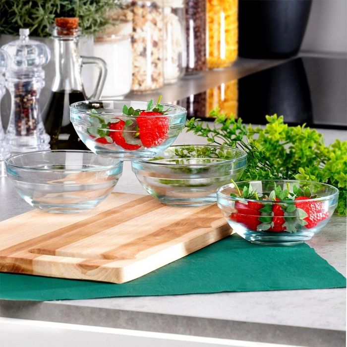 Set 4 boluri Excellent Houseware, sticla, 12x5 cm, 0.275 l, transparent [3]