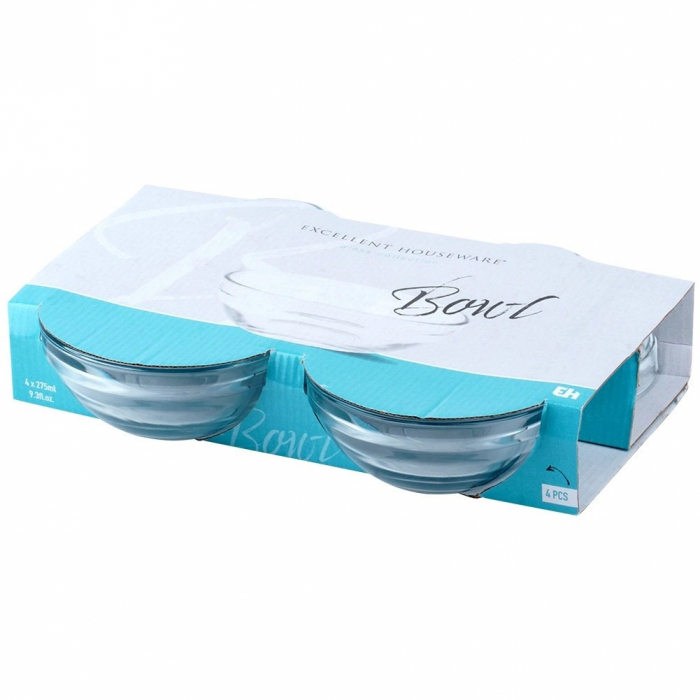 Set 4 boluri Excellent Houseware, sticla, 12x5 cm, 0.275 l, transparent [2]