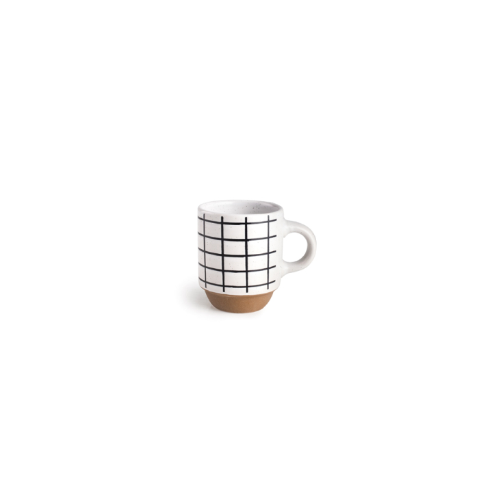 Set 4 cani cu suport Ibili, ceramica, 6x7.5 cm, 130 ml, alb/negru [2]