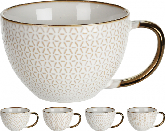 Set 4 cani Excellent Houseware, ceramica, 15x12x8 cm, 460 ml, alb [6]