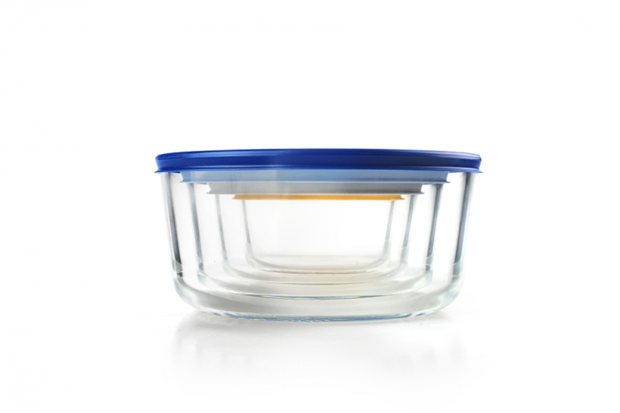 Set 4 caserole Ibili, sticla borosilicata, 234/472/944/1652 ml, transparent/multicolor [2]